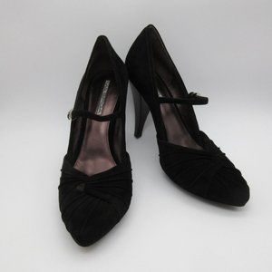 Via Spiga women's Italian suede pleated vamp high heel Mary Jane pumps 8.5‎